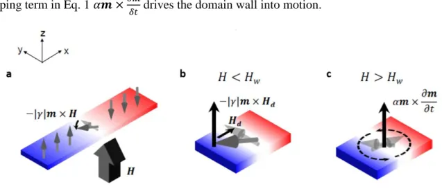 Figure 4.9 | Field driven domain wall dynamics in an out-of plane magnetised film. adapted  from ref 14   