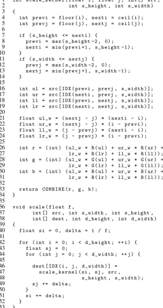 Figure 2 presents an implementation of an algorithm that scales an image to a larger size