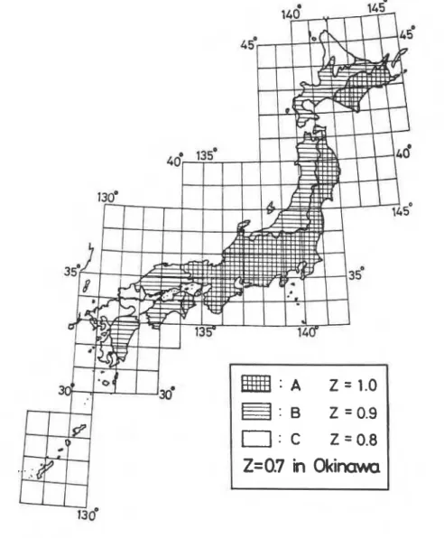 Figure  2.  Seismic  hazard  zoning  c o e f f i c i e n t   Z  (BSL) 