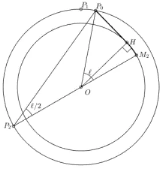 Figure 7. Computation of the length of a sector by comparison with a geodesic.