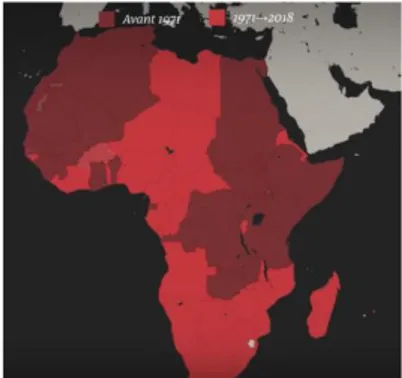 Figure 3 : Le boycott de Taiwan en Afrique de 1971 à 2018/19   (SCHIRER, BALLUFFIER, 2019 [15]) 