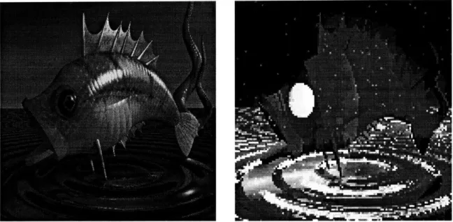 Figure  2-8:  The  picture  on  the  left  shows  the  ray  traced  image  used  in  our  experiments.