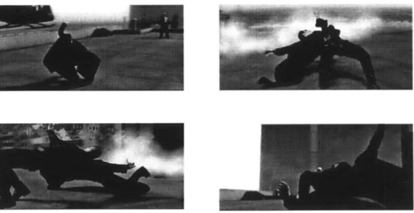 Figure 3.4.1  Stillsfrom a gunfight sequence in  The Matrix
