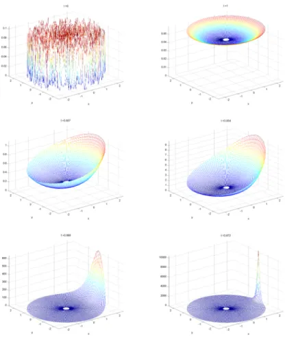 Figure 3: Numerical Simulations on Ω = [0.2, 2.5] × R /2π Z and all parame- parame-ters equal to 1 with random initial conditions