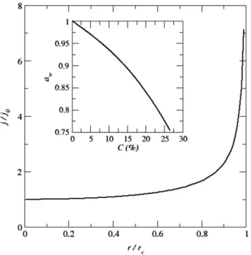Fig. 4. Expected distribution of evaporation ﬂux at the surface of the porous medium at the beginning of drying process