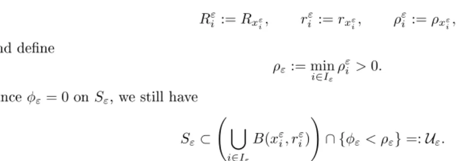 Figure 6: Denition of the set U ε , striped in blue compact surface S ε . Since G is C 1 , we claim that we can nd g(ε) > 0 so that