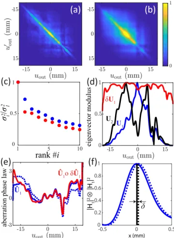 FIG. S2. Extraction of the aberration phase law from the correlation matrices in the output transducer basis computed over the area A 2 in Fig