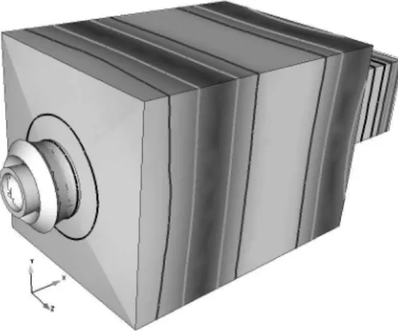 Fig. 8. Mode number 5 is the 5/4 wave longitudinal acoustic mode (P ′ modulus).