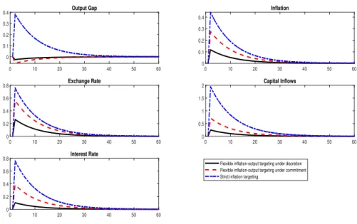 Figure 1 – Standard monetary policies under RE Response to a 5% supply shock