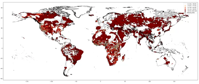 Figure 2: Distribution of total solar eclipses at the ethnic homeland level.