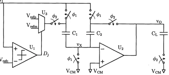 Figure  1-3:  Typical  circuit  implementation  of  1 bit/stage  pipeline  stage.  Single-ended version  shown  for simplicity.