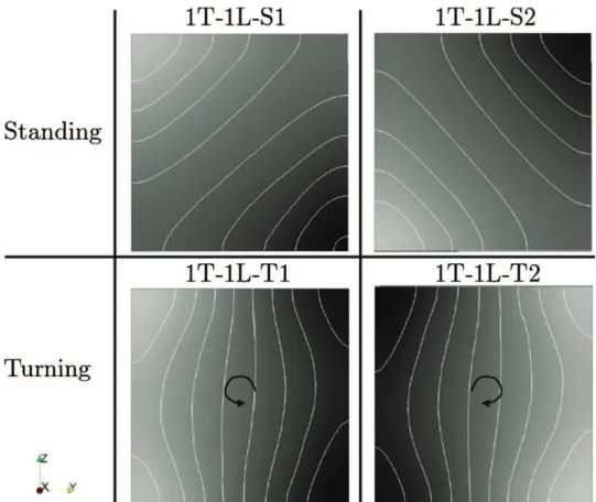 Fig. 5 First and second standing 1T-1L mode type (top) and their combinations of clockwise (CW) or counter clockwise (CCW) turning 1T-1L modes (bottom)