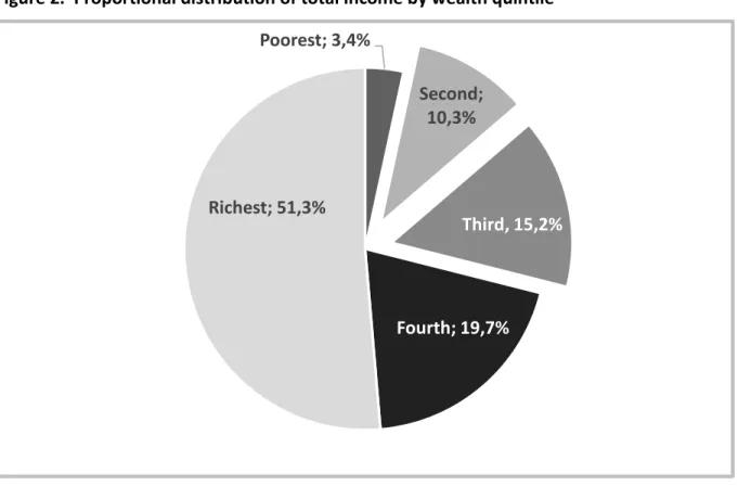 Figure 2.  Proportional distribution of total income by wealth quintile 
