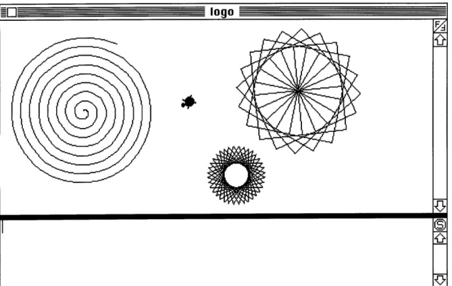 Figure  1-2:  Logo turtle and typical  Logo  drawings  made using  turtle graphics familiar object to  hold in one's mind when  thinking about how  the device  would behave.