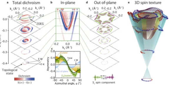 Figure 8 Three-dimensional spin texture of the topological and 2DEG states on Bi 2 Se 3 