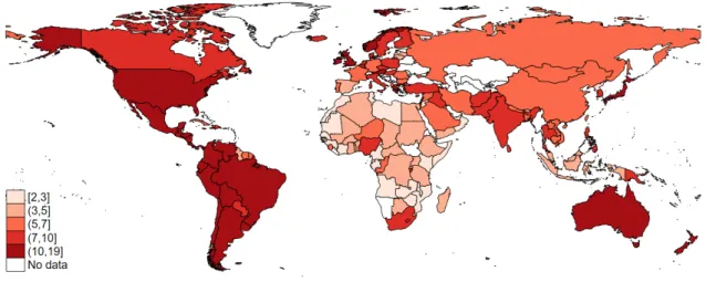 Figure 1: Number of national leaders per country