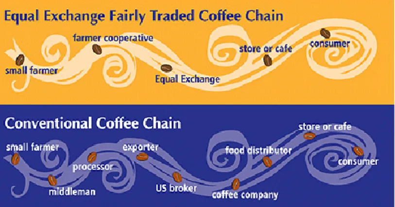 Figure 1 - Traditional coffee supply chain vs fair-trade coffee supply chain 