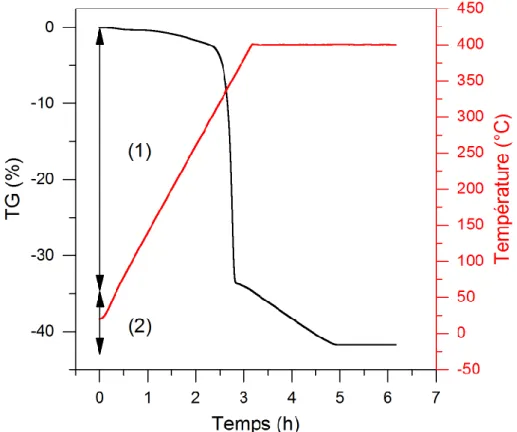 Figure III.11 : Thermogramme relatif à la décomposition de l'oxalate d'étain sous hydrogène 