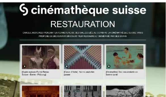 Figure 1 : Courts-métrages restaurés par la Cinémathèque suisse en ligne 