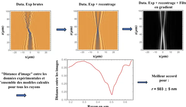 Fig. 2 : La procédure automatisée pour mesurer le rayon de la nanofibre. 