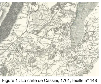 Figure 1 : La carte de Cassini, 1761, feuille nº 148  (fonds TeTU) 