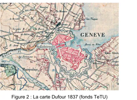 Figure 2 : La carte Dufour 1837 (fonds TeTU) 