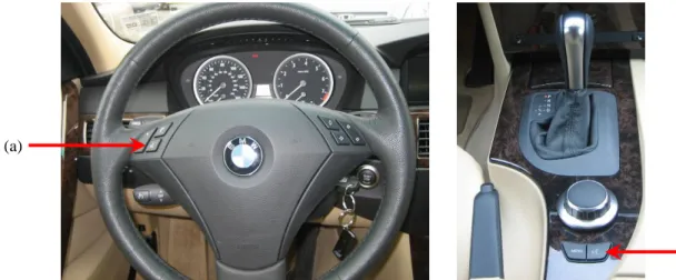 Figure 2: Speech buttons (a) steering wheel speech button; (b) iDrive speech button  