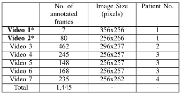 TABLE I: Detailed information about the dataset collected.