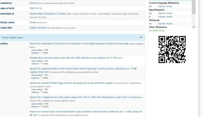 Figure 23: Example of From related items section on researcher’s Reasonator profile 