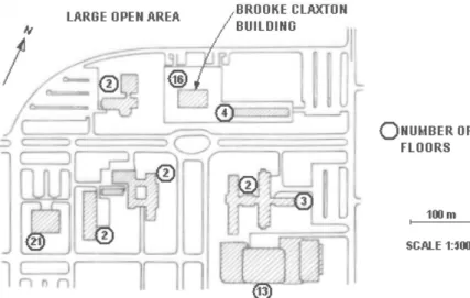 Fig. 2. Orientation and surroundings, Brooke Claxton building, Ottawa, Canada