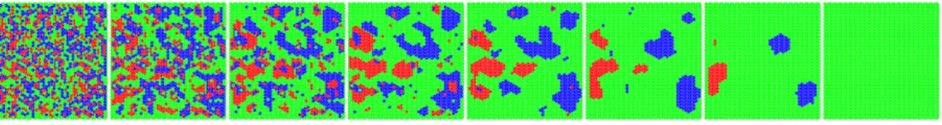 Figure 6. Snapshots (every 600 flips) of the simplified cooling of the same tiling as Fig