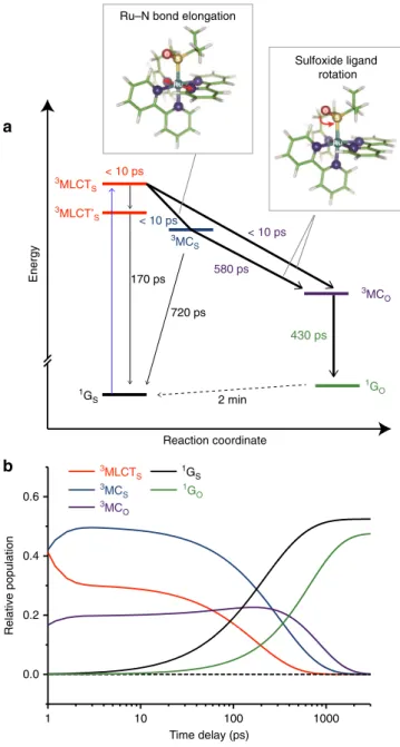 Fig. 5 Proposed mechanism and kinetics for the photoisomerization of [Ru (bpy) 2 (pyESO)] 2+ 