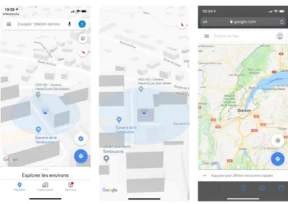 Figure 2 : Google Maps : application vs WEB 