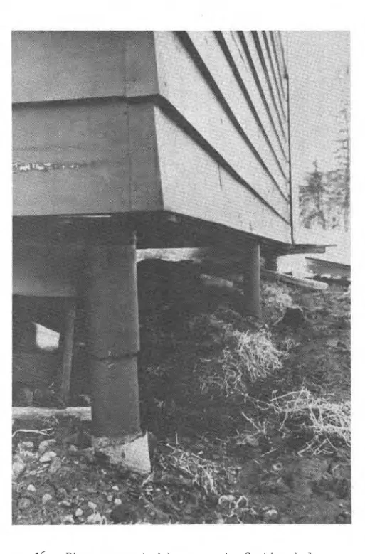 Figure  16.  Pipes  supported  by  c o n c r e t e   f o o t i n g   below  f r o s t   l i n e  r e p l a c e   former  s u r f a c e   f o o t i n g s   on  t h i s   b u i l d i n g  