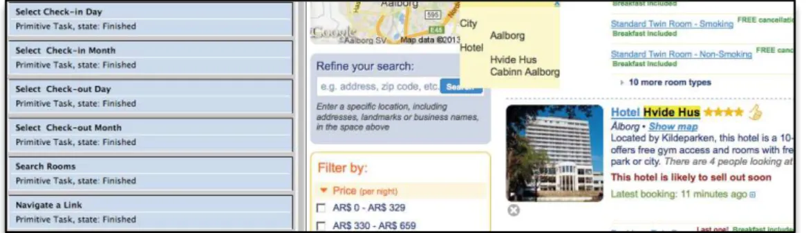 Fig. 7. Trip to ICWE procedure execution: searching and highlighting collected hotels 