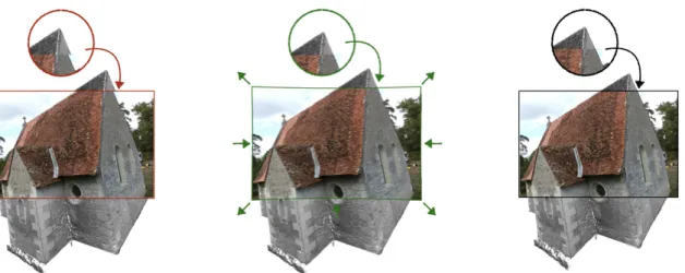 Figure 3. Comparison of projective texturing with different camera models for historical and view cameras.