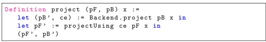 Fig. 6. The implementation of the projection in the frontend