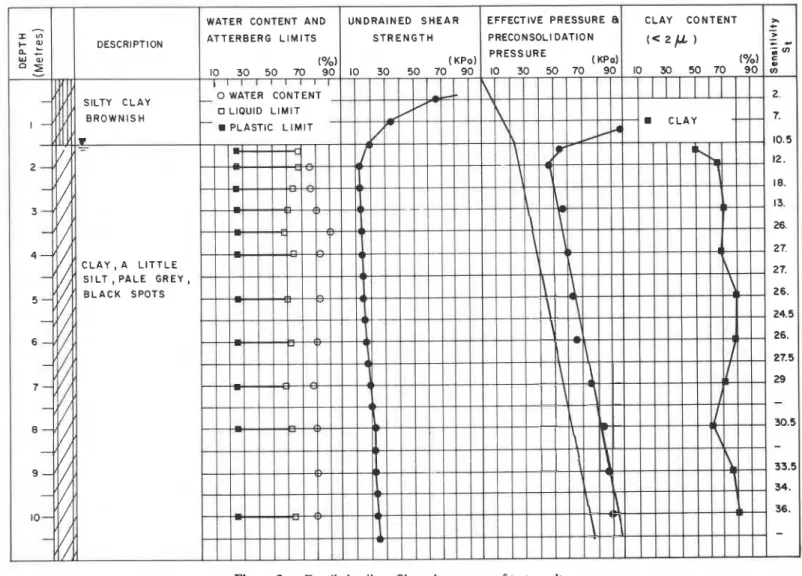 Figure 3.  Detailed soil profile and summary of  test results. 