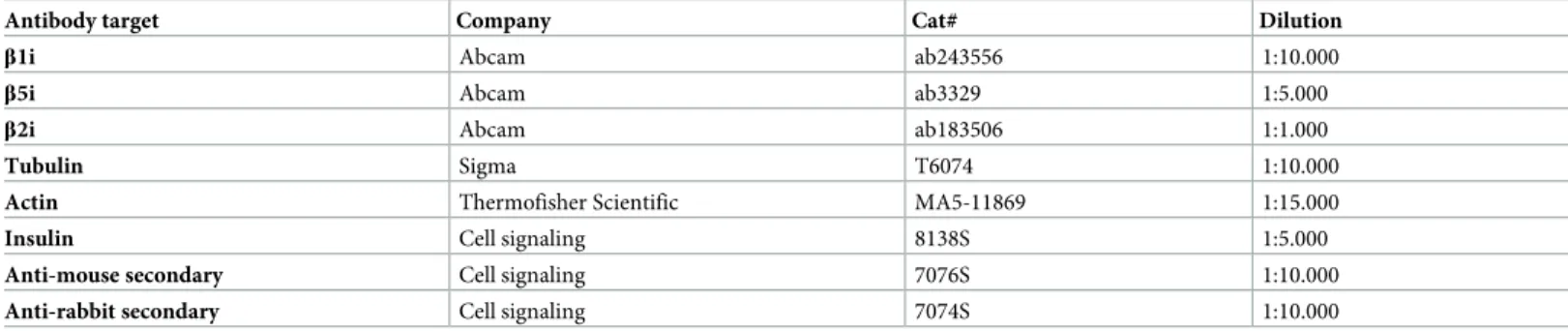 Table 2. Primary and secondary antibodies used during the investigation.