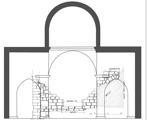 figure 9. hagios epiphanios, plan of Western Wall and reconstruction of narthex – homas Kafenberger, 2011