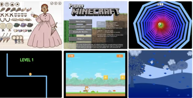 Figure 2-2: Thumbnails of some of the popular games in Scratch.