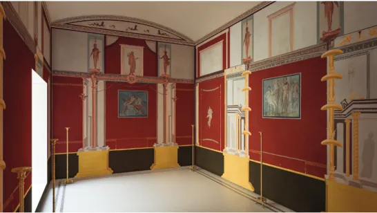 Fig. 10. Digital restoration of the triclinium (room 7) of the house of Neptune and Amphitrite at  Herculaneum (Archeovision, M