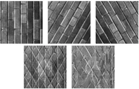 Figure 12: Isobarycenter of the three textures of the first row. The pointwise mean of the three textures corresponds to the left picture of the second row.