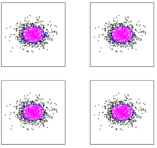 Figure 9: Curve evolution iterations with RBF implementation and λ = 0.5 for example training set proceeding in raster scan order