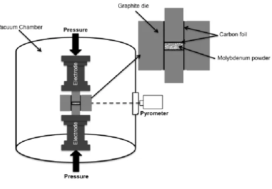 Figure 2: Schematic drawing of Spark Plasma Sintering apparatus. 
