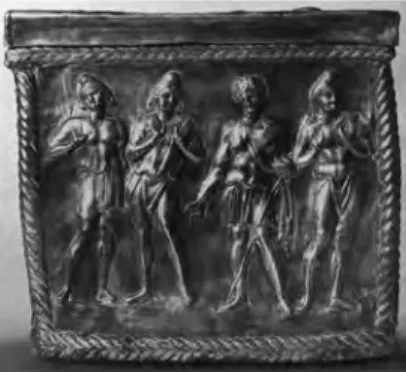 Abb. 18. Die drei Jünglinge im Feuerofen auf einem Reliquienkästchen aus dem ausgehenden 4.