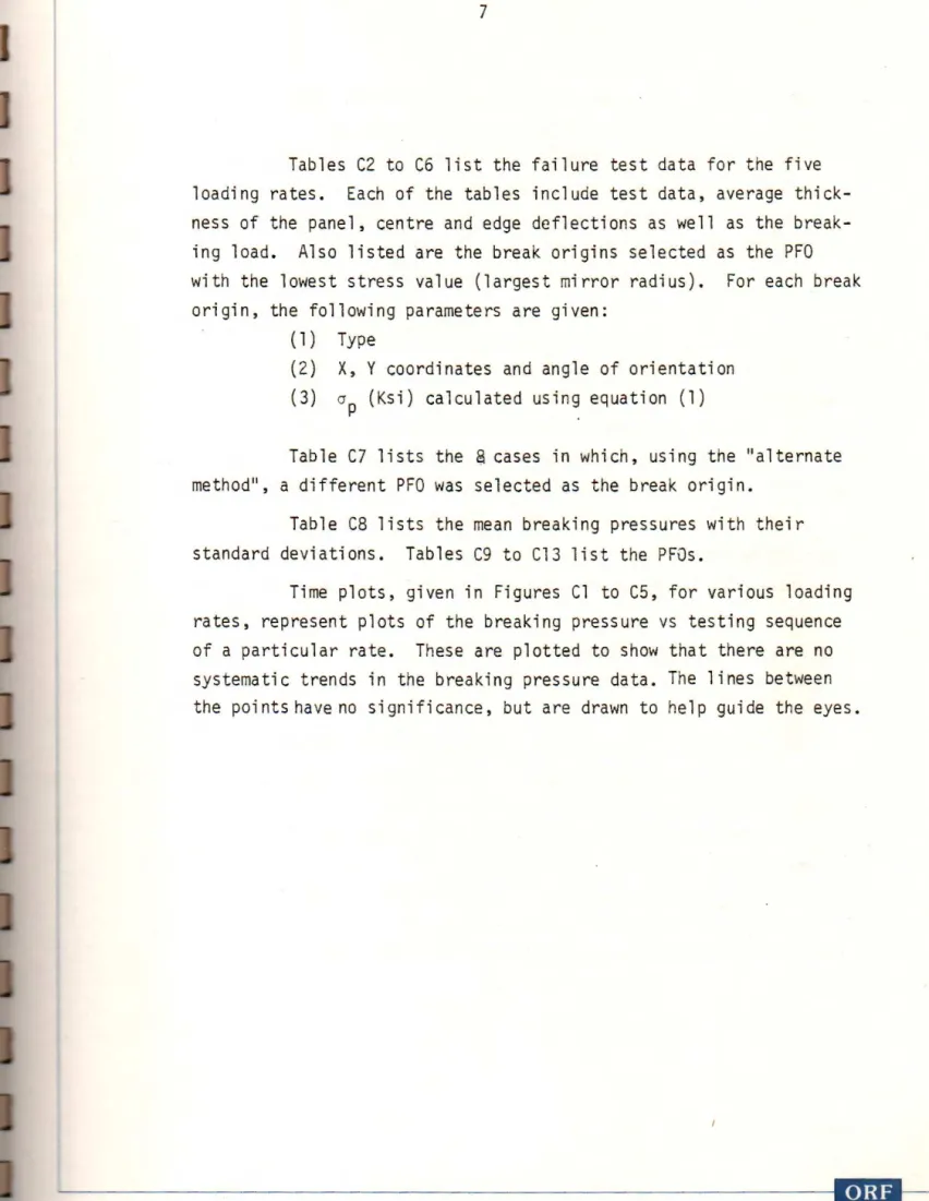 Table  C7  lists  the  a  cases  in  which,  using  the  .. alternate  method ..  ,  a  different  PFO  was  se 1 ected  as  the  break  origin 