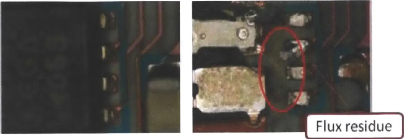 Figure  3-11  Presence  of flux residue  due to  improper agitation  and fluid flow