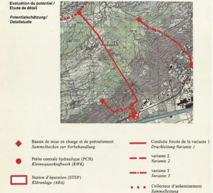 Figure 16 : Variante d’implantation des installations sur la commune de Montana [12] 