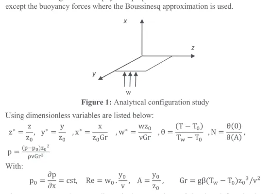 Figure 1: Analytical configuration study Using dimensionless variables are listed below: